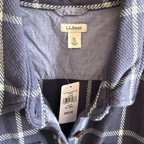NWT LL Bean 1912 Overshirt Women’s XL Sterling Blue Plaid Twill Cabincore Layer - Picture 5 of 9